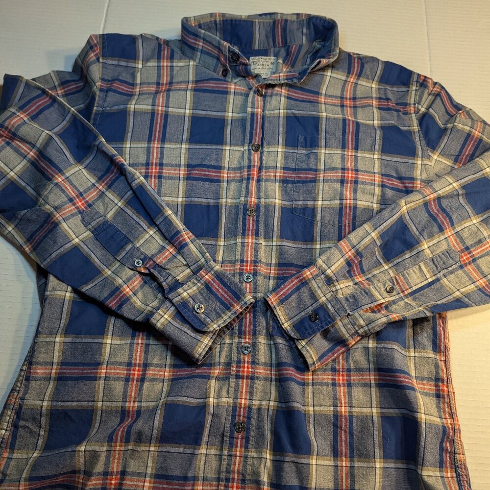 Quality Woven Shirts by JCrew Men's Long Sleeve Shirt Cotton Blue Check Medium